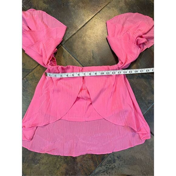 NWT Why Dress Pink Layered Off The Shoulder Crop Top Small - Picture 6 of 10